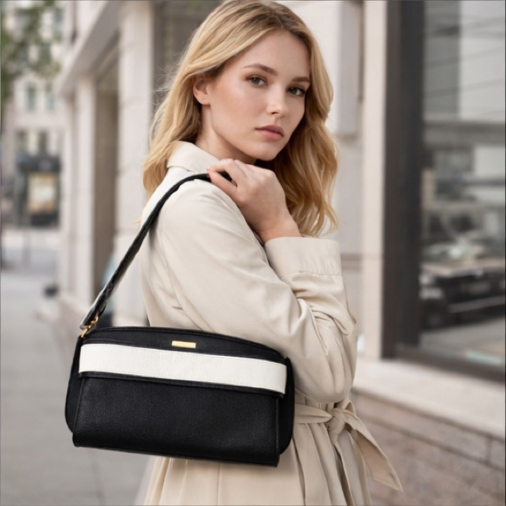 Elegant White Black Women's Shoulder Bag NWT